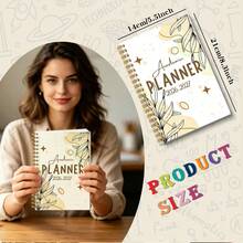 DANPERJI 1pc 5.5x8.3 Inch Teaching Assistant Illustration Design 2026-2027 Teacher Planner Pencil Stripe Illustration Design Teacher Schedule Notebook Lesson Planning/Classroom Management/Teaching Plan Book School Supplies - Leaf Pattern - View 4