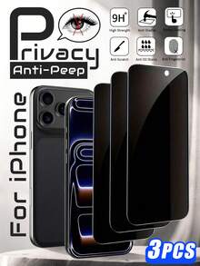 3片裝隱私鋼化玻璃螢幕保護貼，高硬度防刮耐磨膜，適用於 iPhone 17 Pro Max 11 12 13 14 15 16 17 XS Max - 黑色 - 查看 9