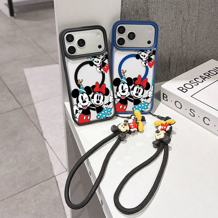 This Disney Mickey Mouse Pattern Lanyard Phone Case Features A Strong Magnetic Closure And Full Coverage Of Acrylic And TPU Material. It's Shockproof, Lightweight, And Suitable For IPhone17/16/11/13/15/15 Plus/15 Pro/15 Pro Max/12/14 Pro Max/11 Pro Max/12 Pro/12 Pro Max/13. It's A Popular Birthday Gift, Business Gift, Durable, Stain-Resistant, And Fingerprint-Resistant New Phone Case For Men And Women. It Also Includes A Mickey Mouse Phone Case And Mickey Mouse Doll Bracelet. Compatible With SamsungGalaxy S20, S21, S22, S23, And S24 Series. It's The Perfect Gift For Friends And Family. This Stylish Phone Case Is Fun, Lightweight, And Durable. IPhone17 Pro Max Phone Case, Minnie Phone Case. - Trong sáng - Xem 1
