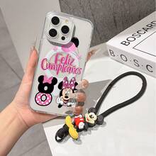 This Disney Mickey Mouse Pattern Lanyard Phone Case Features A Strong Magnetic Closure And Full Coverage Of Acrylic And TPU Material. It's Shockproof, Lightweight, And Suitable For IPhone17/16/11/13/15/15 Plus/15 Pro/15 Pro Max/12/14 Pro Max/11 Pro Max/12 Pro/12 Pro Max/13. It's A Popular Birthday Gift, Business Gift, Durable, Stain-Resistant, And Fingerprint-Resistant New Phone Case For Men And Women. It Also Includes A Mickey Mouse Phone Case And Mickey Mouse Doll Bracelet. Compatible With SamsungGalaxy S20, S21, S22, S23, And S24 Series. It's The Perfect Gift For Friends And Family. This Stylish Phone Case Is Fun, Lightweight, And Durable. IPhone17 Pro Max Phone Case, Minnie Phone Case. - màu đen - Xem 8