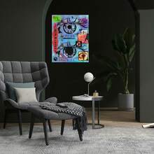 Póster plano 2D, 2D plano, 1 pieza sin marco, lienzo de collage de ojos de arte abstracto, perfecto para la decoración del hogar y la oficina, decoración de arte de lienzo duradero para interiores/exteriores, diseño moderno, obra de arte de alta calidad - Enmarcado - Ver 2