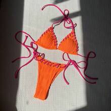 Nuevos bikinis de dos piezas con un estilo fresco, dulce y - Rojo anaranjado - Ver 1