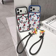 This Disney Mickey Mouse Pattern Lanyard Phone Case Features A Strong Magnetic Closure And Full Coverage Of Acrylic And TPU Material. It's Shockproof, Lightweight, And Suitable For IPhone17/16/11/13/15/15 Plus/15 Pro/15 Pro Max/12/14 Pro Max/11 Pro Max/12 Pro/12 Pro Max/13. It's A Popular Birthday Gift, Business Gift, Durable, Stain-Resistant, And Fingerprint-Resistant New Phone Case For Men And Women. It Also Includes A Mickey Mouse Phone Case And Mickey Mouse Doll Bracelet. Compatible With SamsungGalaxy S20, S21, S22, S23, And S24 Series. It's The Perfect Gift For Friends And Family. This Stylish Phone Case Is Fun, Lightweight, And Durable. IPhone17 Pro Max Phone Case, Minnie Phone Case. - Blue - View 3