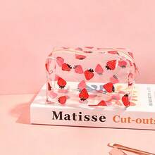 Bolsa de maquillaje transparente con estampado floral colorido estilo coreano Ins, bolsa de aseo de PVC de gran capacidad, estuche portátil para almacenamiento de cosméticos - Multicolor - Ver 9