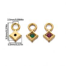 2Pcs Stainless Steel Pendants With Zirconia, Charms Pendant For Jewelry Making - Stainless Steel Pendant - View 3