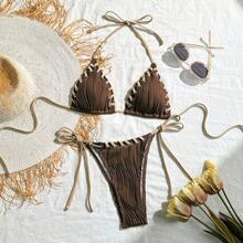 Nuevos bikinis de dos piezas con un estilo fresco, dulce y - Rosa Fucsia - Ver 8