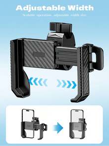 Carbon Fiber Texture Bicycle Phone Holder, 2-In-1 Handlebar And Rearview Mirror Mount, Universal Shockproof Bicycle/Motorcycle Phone Holder, Secure Lock Phone Holder For 4.7-7.2 Inch Smartphones - Black - View 6