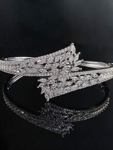 1 pieza Brazalete abierto de moda con diseño de hoja, minimalista y versátil, adecuado para el uso diario - Multicolor - Ver 3