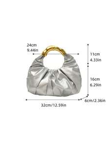 Dedoo New Fashion Multifunctional Thickened Metal Hardware Pleated Large Capacity Cloud Handbag - Silver - View 3