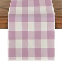 1pc Classic Buffalo Plaid Table Runner, Microwave Dust Cover, Protective Cover, Rectangular Tablecloth, Washable, Suitable For Home Dinner, Coffee Table, Kitchen And Dining Room Decor, Table Decor Party And Scene Decoration, Home Decor, Outdoor Patio Table Runner Decor, Entryway Decor, Fireplace Throw - Grayish Taro Purple - View 10
