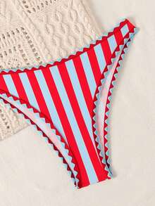 Women's Striped Print Bikini Set, Suitable For Summer Holiday Country Vacation Beach - Multicolor - View 10