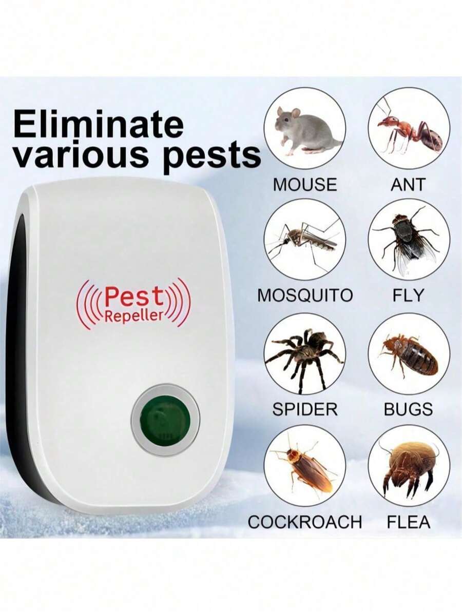 1/2/4pcs Ultrasonic Indoor Pest Repeller, Dual-Frequency Ultrasonic & Electromagnetic Wave Repels Pests, 360° Wide Coverage, Physical Pest Control, Effective Against Mosquitoes, Bugs, Mice, Fleas, Pest Repeller, Suitable For Home, Kitchen, Office, Hotel, Warehouse