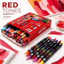 FOXFEEL Nouveau set de marqueurs acryliques à double pointe et double couleur pour la peinture et les graffitis, application à double pointe multicolore, gamme de couleurs complète pour un dessin pratique, 12 pièces/24 couleurs, 36 pièces/72 couleurs, 8 sets 96 couleurs, double 36 couleurs total 144 couleurs, convient pour la rentrée scolaire, la peinture en classe pour les étudiants, la coloration et le remplissage professionnels - Ensembles - Voir 11