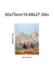 1pc Cowboy Riding Dinosaur Painting Western Jurassic Art, Mountain Landscape Prints, Festival Gift,Suitable For Bedroom,Living Room,Kitchen,Wall Arts,Wall Decor,Home Decor,Room Decor, Canvas Wall Art, Posters, Wall Art With Frame, Optional Frame ﻿ ﻿ - 1PCS - View 34
