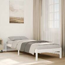 vidaXL Solid Wood Bed, Extra Long Wooden Bed Without Mattress, Bed Frame With Slatted Base, Double Bed For Bedroom, 140x220cm Pine Wood White - White - View 29