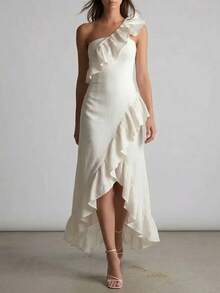 2026 Summer New Ruffled Pleated Elegant Dress For Women - 酒紅色 - 查看 10