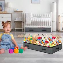 Bolsa de almacenamiento debajo de la cama de 90L/75L, contenedor de almacenamiento debajo de la cama de gran capacidad, con asa reforzada, caja de almacenamiento de tela plegable con ventana transparente, caja de almacenamiento debajo de la cama, caja de almacenamiento de armario, bolsa de almacenamiento plegable debajo de la cama - Multicolor - Ver 10