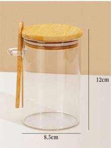 1件透明玻璃食品儲存容器（1個容器、1個蓋子、1個湯匙），由高硼矽酸鹽玻璃和竹蓋製成，附蓋子和湯匙，適用於隔夜燕麥、奇亞籽布丁、沙拉、咖啡、麵粉、麵包發酵，密封儲存，非常適合新年、情人節、母親節、父親節、畢業季和開學季 - 彩色 - 查看 8