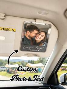 Clip personalizado para parasol de coche con foto de pareja, di "Te amo" mientras conduces, clip de parasol de coche personalizado con foto y texto – Foto y texto personalizados, adecuado como regalo del Día del Padre, regalo de cumpleaños o decoración de coche, un recuerdo preciado para que los hijos se lo den a su padre; también se puede usar como accesorio de boda – Un regalo personalizado único y emotivo. - Multicolor - Ver 8