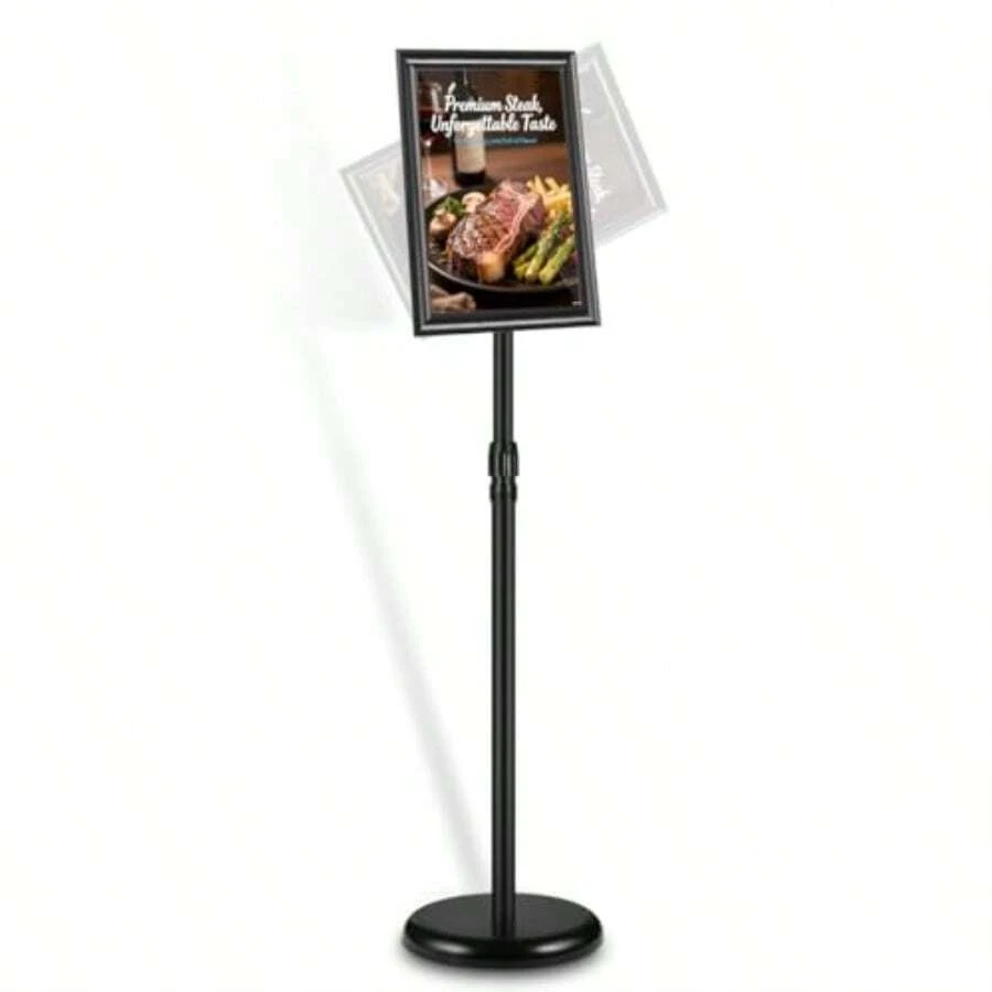 Roll Up BannersSign Holder 8.5x11 Inch Adjustable Sign Holder Stand With Base Signage Stand With Snap-Open Frame Display For School Store Business Advertise Show Christmas Decor Black - Black - View 1
