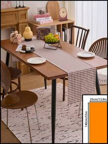1pc Red Plaid Woven Table Runner, American Country Style, Fresh Design, Rectangular Table Cloth For Coffee Table, TV Cabinet, Entryway, Suitable For Holiday Gatherings, Birthday Parties, Weddings, Dinner Parties, Restaurant, Living Room, Dining Table Decoration, Coffee Table Mat, Home Decor, Room Decor, All Seasons - Coffee Brown - View 19