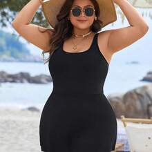 dahkjdgajy Swim Lushoire Vestido de baño de una pieza con escote cuadrado, talla grande, para vacaciones de playa en verano - Marrón - Ver 5