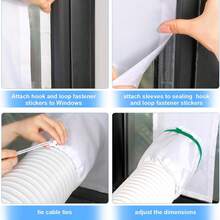1pc Window Sealing Cloth (With Adjustable Tube Sleeve And Cable Ties), Multiple Sizes Available, Portable Air Conditioner And Dryer Window Sealing Kit, Universal Window Sealing Strip, Suitable For Various Portable Air Conditioning Devices - White - View 8