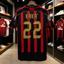 Men's Retro Soccer Jersey Red And Black Striped Football Shirt Kaka 22 Short Sleeve Sports Tee Tops - 紅色 - 查看 1