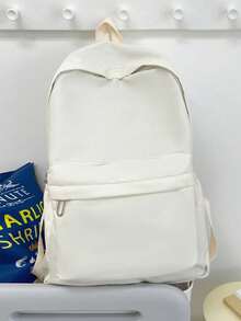 Large-Capacity Solid-Color Men's Backpack, Fashionable And Simple Travel Bag, Suitable For Casual Use, Japanese Style,Academic Style,Commuter Backpack, Unisex - Multicolor - View 7
