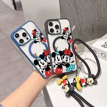This Disney Mickey Mouse Pattern Lanyard Phone Case Features A Strong Magnetic Closure And Full Coverage Of Acrylic And TPU Material. It's Shockproof, Lightweight, And Suitable For IPhone17/16/11/13/15/15 Plus/15 Pro/15 Pro Max/12/14 Pro Max/11 Pro Max/12 Pro/12 Pro Max/13. It's A Popular Birthday Gift, Business Gift, Durable, Stain-Resistant, And Fingerprint-Resistant New Phone Case For Men And Women. It Also Includes A Mickey Mouse Phone Case And Mickey Mouse Doll Bracelet. Compatible With SamsungGalaxy S20, S21, S22, S23, And S24 Series. It's The Perfect Gift For Friends And Family. This Stylish Phone Case Is Fun, Lightweight, And Durable. IPhone17 Pro Max Phone Case, Minnie Phone Case. - Trong sáng - Xem 9