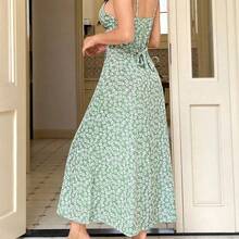 dahkjdgajy   Vestido de playa sin mangas con estampado floral azul para mujeres - Rosa - Ver 3