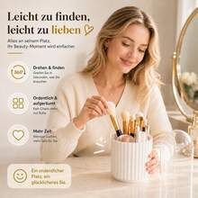Scatola porta pennelli per il trucco con coperchio, organizer girevole a 360° per pennelli cosmetici, contenitore per cosmetici per bagno e toeletta, bianco - Visualizzare 5