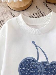 Baby Girl Ribbon Bow Decorated Round Neck Long Sleeve Top And Long Pants - White - View 4