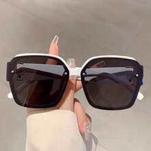 1pc Fashion Diamond Decor White Design Multifunctional Glasses, Suitable For Daily Wear - Multicolor - View 2