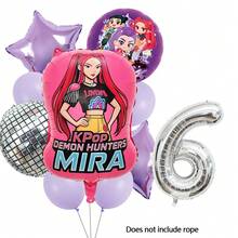 KPop Demon Hunters Ensemble de ballons chiffres argentés pour fille rouge, décoration de fête d'anniversaire pour enfants, musique disco, fille cool, fournitures pour baby shower, cadeau jouet - Ensemble de ballons - Voir 9