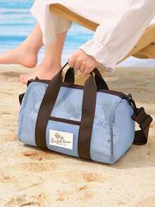 Set di borsa tote da spiaggia in rete & borsa trasparente per articoli da toeletta, borsa portatile per palestra e nuoto con tracolla regolabile, set di borse da viaggio estive di grande capacità, borsa impermeabile per cosmetici e articoli da toeletta, borsa per lo stoccaggio in vacanza, adatta per vacanze, campeggio, dormitorio universitario, piscina, forniture per il bagno, essenziale per la spiaggia estiva, regalo di compleanno unico, regalo per le vacanze, regalo per feste, regalo per vacanze, regalo per il ritorno a scuola, regalo per anniversario - Multicolore - Visualizzare 8