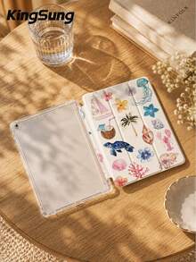 Kingsung A Tablet Computer Case With Marine Style Patterns, Compatible With Ipad Air 8 (M4) 2026 (11-Inch), Air 8 (M4) 2026 (13-Inch), 9.7/10.2/10.5/10.9/12.9/Pro 11, 10th Generation Air 8 (M4) 2026 (11/13-Inch), And Galaxy Tab S6 Lite 10.4-Inch. It Is Also Suitable For Anti-Drop Protection For Kindle Paperwhite 12th Generation 2024 And Kindle 11th Generation 2022, Featuring Intelligent Stand, Automatic Wake-Up And Sleep Functions. - Multicolor - View 3