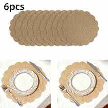 Lace Linen Placemat, Flower Shaped Table Mat 33.5cm Round Reusable Autumn Wedding Table Mat, Brown Rustic Style Dinner Party Holiday Farmhouse Decor - Apricot - View 13