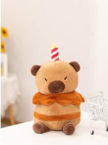 BIUBLIULAND Peluche de Pastel de Cumpleaños de Capibara Lindo de 11.8 Pulgadas, Animal de Peluche Marrón Kawaii con Vela, Juguete Suave para Decoración de Habitación Regalo para Niños & Adultos - Marrón - Ver 12