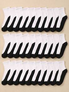 10 Pairs Random Color Children's Mid-Calf Socks, Black & White Color Block Mid-Calf Socks, Pure White Basic Casual Socks, Back To School Shoes & Socks - Multicolor - View 7