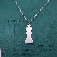 1pc Stainless Steel Chess Queen Pendant Necklace, Minimalist Design Inspired By Game, Suitable For Daily Wear - Geometry - View 7