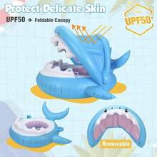 1pc Thickened Inflatable Sun Shade Seat Ring, Minimalist Summer Pool Floating Mat, Suitable For Beach And Pool Parties - Multicolor - View 5