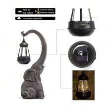 Solar Elephant Statue Outdoor Garden Decor, Resin Elephant Sculptures With Solar LED Lights, Waterproof Animal Crafts For Patio Yard Lawn Courtyard Pathway Home Decoration - 1 Pc - View 7