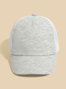 1pc Toddler Baseball Cap, Sun Protection Baby Boy Baseball Cap, Adjustable Size, Mesh Baseball Cap, Children Outdoor Beach Sun Protection Hat - Grayish White - View 4