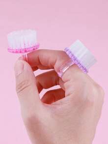 3/5/10 piezas Cepillo de uñas Cepillos de limpieza de uñas Anillos, Cepillo suave para eliminar el polvo para limpiar dedos y uñas de los pies, Herramienta mini de limpieza de uñas Colores adecuados para el verano - Multicolor - Ver 3
