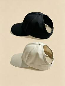 1pc/2pcs Solid Color Ponytail Baseball Cap Girl's Fashion Sports Sun Protection Hat - Multicolor - View 28