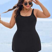 ghadjgyjad Swim Lushoire Vestido de baño de una pieza con escote cuadrado, talla grande, para vacaciones de playa en verano - Marrón - Ver 7