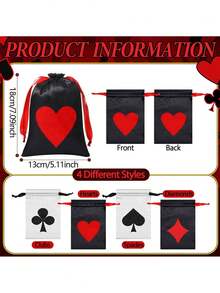 4pcs/1pc Poker Theme Drawstring Gift Bags, Suitable For Holiday Parties, Celebrations And Commemorative Souvenirs, Applicable For Poker Theme Parties, Birthdays, Weddings, Graduation Parties And More - One Size Fits All - View 3