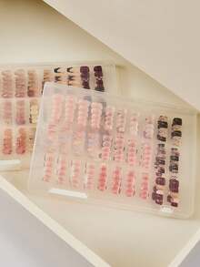 1 pieza/2 piezas Caja de almacenamiento de arte de uñas a prueba de polvo de gran capacidad, tablero de exhibición de uñas portátil, caja de almacenamiento de maquillaje de plástico transparente, suministros de uñas con 1 rollo de cinta adhesiva, accesorios de belleza, herramientas de salón de uñas, decoración de habitación - transparente - Ver 4