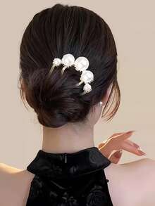 2pcs Elegant Faux Pearl Hair Bun Combs - Special 4-Pronged Combs, Suitable For Curly And Long Hair Styling, Can Be Used As Side Combs, Ideal For School, Wedding, Hair Accessories And Other Occasions, Hair Comb - Multicolor - View 5